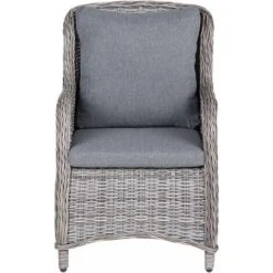 Set Of 2 Modern Faux Rattan Garden Dining Chairs Grey With Cushions Cascais 10 Set Of 2 Modern Faux Rattan Garden Dining Chairs Grey With Cushions Cascais -Outdoor Furniture Store 15057683 5