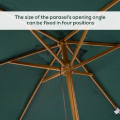 Outsunny Wooden Garden Parasol Sun Shade Patio Umbrella Canopy Green 11 Outsunny Wooden Garden Parasol Sun Shade Patio Umbrella Canopy Green -Outdoor Furniture Store 1513420 5