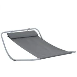 Outsunny Single Texteline Outdoor Hammock Bed Patio Sun LoungerRocker Grey