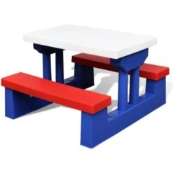 Kids' Picnic Table With Benches And Parasol Multicolour VidaXL 10 Kids' Picnic Table With Benches And Parasol Multicolour VidaXL -Outdoor Furniture Store 1525550 4