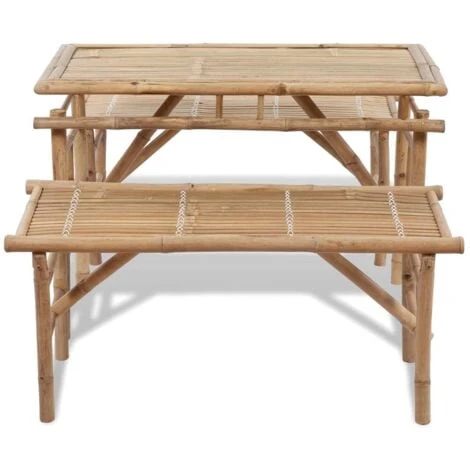 Beer Table With 2 Benches 100 Cm Bamboo VidaXL 7 Beer Table With 2 Benches 100 Cm Bamboo VidaXL - Image 5