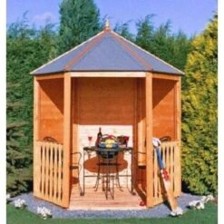 Gazebo Arbour Dip Treated Garden Arch Seat Approx 6 X 7 Feet