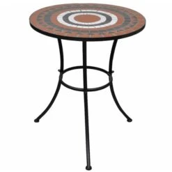 Bistro Table Terracotta And White 60 Cm Mosaic VidaXL