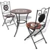 3 Piece Bistro Set Ceramic Tile Terracotta And White VidaXL