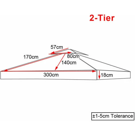 2-Tier Replacement Top Fabric For 3x3m Gazebo Pavilion Roof Canopy Coffee 4 2-Tier Replacement Top Fabric For 3x3m Gazebo Pavilion Roof Canopy Coffee - Image 2