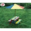 Children's Wooden Rainbow 2 In 1 Kids Picnic Table And Parasol Set -Outdoor Furniture Store 16363509 1