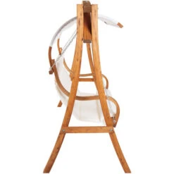 2-3 Seater Larch Wooden Garden Outdoor Swing Seat Hammock Cream Canopy 1.9M -Outdoor Furniture Store 1693368 4