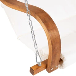 2-3 Seater Larch Wooden Garden Outdoor Swing Seat Hammock Cream Canopy 1.9M -Outdoor Furniture Store 1693368 5