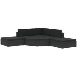 6 Piece Garden Lounge Set With Cushions Poly Rattan Black VidaXL
