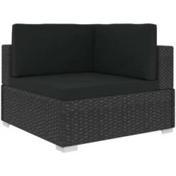 6 Piece Garden Lounge Set With Cushions Poly Rattan Black VidaXL -Outdoor Furniture Store 16934841 4