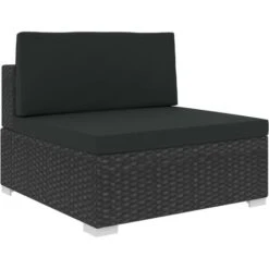 6 Piece Garden Lounge Set With Cushions Poly Rattan Black VidaXL -Outdoor Furniture Store 16934841 5