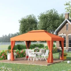 Outsunny 3m X 3.6m Aluminium Gazebo Canopy Patio Marquee Party Tent Orange 9 Outsunny 3m X 3.6m Aluminium Gazebo Canopy Patio Marquee Party Tent Orange -Outdoor Furniture Store 16968285 3