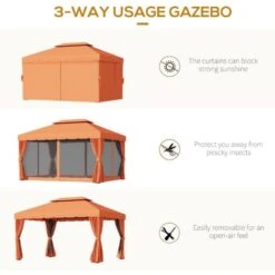 Outsunny 3m X 3.6m Aluminium Gazebo Canopy Patio Marquee Party Tent Orange 11 Outsunny 3m X 3.6m Aluminium Gazebo Canopy Patio Marquee Party Tent Orange -Outdoor Furniture Store 16968285 5