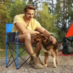 OUTSUNNY Outdoor Folding Camping Fishing Chair W/ Cup Holder, Phone Pocket, Backrest Blue 9 OUTSUNNY Outdoor Folding Camping Fishing Chair W/ Cup Holder, Phone Pocket, Backrest Blue -Outdoor Furniture Store 16968425 3