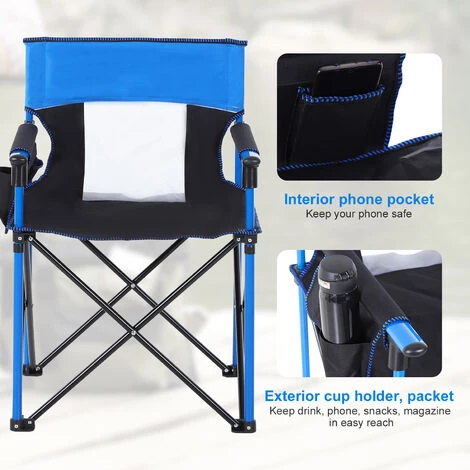 OUTSUNNY Outdoor Folding Camping Fishing Chair W/ Cup Holder, Phone Pocket, Backrest Blue 7 OUTSUNNY Outdoor Folding Camping Fishing Chair W/ Cup Holder, Phone Pocket, Backrest Blue - Image 5