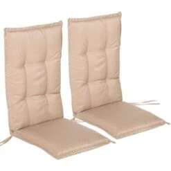 Outsunny Single Seat Replacement High Back Chair Folding Garden Seat Pad Beige