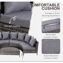 Outsunny 5PCS Garden Rattan Wicker Sofa Outdoor Patio Furniture Set W/ Pillow -Outdoor Furniture Store 17049203 5