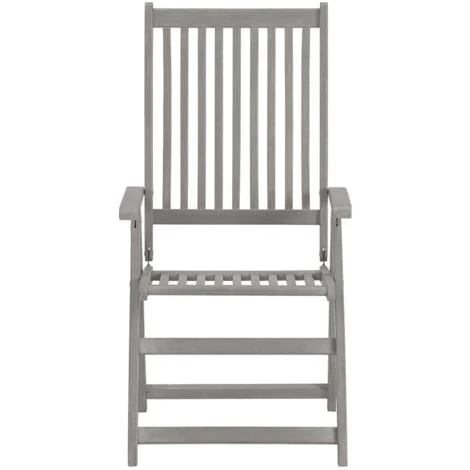 Garden Reclining Chairs 2 Pcs Grey Solid Acacia Wood VidaXL 6 Garden Reclining Chairs 2 Pcs Grey Solid Acacia Wood VidaXL - Image 4