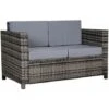 Outsunny Rattan Wicker 2-seat Sofa Loveseat Padded Garden Furniture Grey -Outdoor Furniture Store 17274348 1