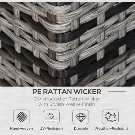 Outsunny Rattan Wicker 2-seat Sofa Loveseat Padded Garden Furniture Grey 6 Outsunny Rattan Wicker 2-seat Sofa Loveseat Padded Garden Furniture Grey - Image 4