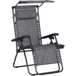 Outsunny Zero Gravity Chair Adjustable Patio Lounge W/ Cup Holder Grey