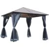 Outsunny Polycarbonate Hardtop Gazebo With Aluminium Frame And Curtains 3 X 3(m) -Outdoor Furniture Store 17352841 1