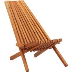 Folding Outdoor Lounge Chair Solid Acacia Wood VidaXL
