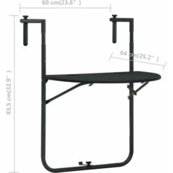 Hanging Balcony Table Black 60x64x83.5 Cm Plastic Rattan Look VidaXL -Outdoor Furniture Store 17425571 3
