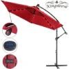 Garden Sun Parasol LED Ø300cm Hanging Umbrella Banana Cantilever Lights Patio Red -Outdoor Furniture Store 17461761 1