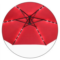 Garden Sun Parasol LED Ø300cm Hanging Umbrella Banana Cantilever Lights Patio Red -Outdoor Furniture Store 17461761 4