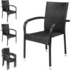 Casaria Poly Rattan 4 Pieces Set Chairs Comfortable Stackable Garden Patio Balcony Furniture Black -Outdoor Furniture Store 17461804 1