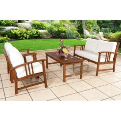 Wooden Garden Furniture Patio Bistro Set FSC Certified 4 Seater Acacia Hardwood -Outdoor Furniture Store 17462034 4