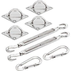 DETEX® Sun Sail Fixing Kit, Heavy Duty Hardware Triangle Rectangle Square Chrome Plated Steel - 40 Pcs -Outdoor Furniture Store 17462350 3