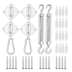 DETEX® Sun Sail Fixing Kit, Heavy Duty Hardware Triangle Rectangle Square Chrome Plated Steel - 40 Pcs -Outdoor Furniture Store 17462350 4