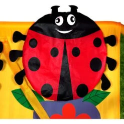 SPIELWERK Hollywood Swing With Sun Canopy 2-Seater 3-Point Seat Belts Garden Swing Children’s Swing Outdoor Ladybug Red -Outdoor Furniture Store 17462579 4