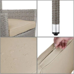 Casaria Florence Poly Rattan Garden Dining Table And Chairs Set Outdoor Patio Conservatory Furniture 8 Seater Beige Black Brown (Beige) -Outdoor Furniture Store 17462647 4