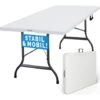 Deuba Folding Multi Purpose Plastic Heavy Duty Table 183cm White W/Carry Handle -Outdoor Furniture Store 17462814 1