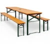 Casaria Beer Tent Set, 3-Piece Marquee Set Table 2x Benches Foldable Incl. Sun Umbrella Hole Quickly Assembled - Wooden Seating Set Garden Furniture