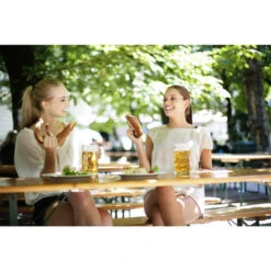 Casaria Beer Tent Set, 3-Piece Marquee Set Table 2x Benches Foldable Incl. Sun Umbrella Hole Quickly Assembled - Wooden Seating Set Garden Furniture -Outdoor Furniture Store 17462925 5