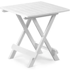 Folding Plastic Garden Side Table 45x43x50cm Green White Grey Weather Resistant White