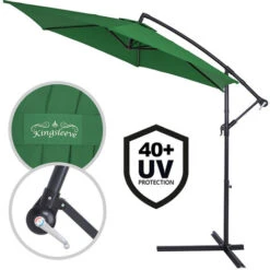 KINGSLEEVE Garden Sun Parasol Hanging 3m Sunshade Banana Patio Terrace Balcony Umbrella Canopy Cantilever Green -Outdoor Furniture Store 17463726 4
