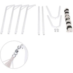 Hammock Metal Frame 200x80cm Cream Blue Portable Patio Garden Free Standing Camping Swing Black -Outdoor Furniture Store 17463987 5