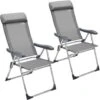 Casaria Garden Chair Set 2x Adjustable Outdoor Patio Balcony Terrace Camping Aluminum Armrests Foldable Grey Festival -Outdoor Furniture Store 17464191 1