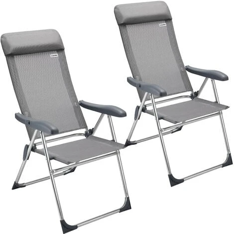 Casaria Garden Chair Set 2x Adjustable Outdoor Patio Balcony Terrace Camping Aluminum Armrests Foldable Grey Festival 3 Casaria Garden Chair Set 2x Adjustable Outdoor Patio Balcony Terrace Camping Aluminum Armrests Foldable Grey Festival