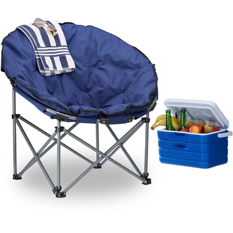 Relaxdays Camping Moon Chair, 120 Kg, Comfortable, XXL Foldable Garden Chair With Tote, Dark Blue 3 Relaxdays Camping Moon Chair, 120 Kg, Comfortable, XXL Foldable Garden Chair With Tote, Dark Blue