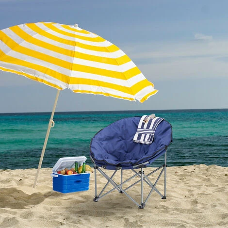 Relaxdays Camping Moon Chair, 120 Kg, Comfortable, XXL Foldable Garden Chair With Tote, Dark Blue 4 Relaxdays Camping Moon Chair, 120 Kg, Comfortable, XXL Foldable Garden Chair With Tote, Dark Blue - Image 2