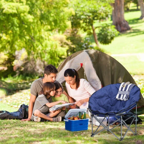 Relaxdays Camping Moon Chair, 120 Kg, Comfortable, XXL Foldable Garden Chair With Tote, Dark Blue 5 Relaxdays Camping Moon Chair, 120 Kg, Comfortable, XXL Foldable Garden Chair With Tote, Dark Blue - Image 3