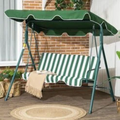 Outsunny Outdoor Metal Hammock Swing Chair 3-Seater Patio Bench Garden Green 9 Outsunny Outdoor Metal Hammock Swing Chair 3-Seater Patio Bench Garden Green -Outdoor Furniture Store 17810781 3