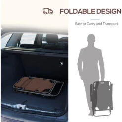 Outsunny 2 In 1 Outdoor Folding Sun Lounger W/ Adjustable Back And Pillow Brown -Outdoor Furniture Store 17810786 5