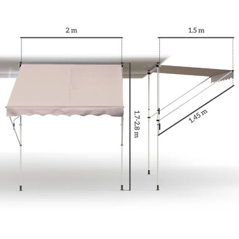 Outsunny 2x1.5m Manual Retractable Patio Awning Floor- To-ceiling Shade Beige 4 Outsunny 2x1.5m Manual Retractable Patio Awning Floor- To-ceiling Shade Beige - Image 2